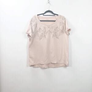 2/$30 Apt. 9 XL Womens Blush Pink Stud Short Sleeve Sweat Top